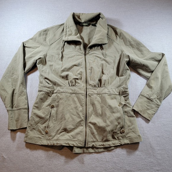Eddie Bauer Jackets & Blazers - Eddie Bauer Full Zip Jacket Womens Large Olive Green Excellent Cinched Waist